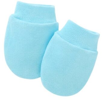 1 Paar Baby Anti Krassen Zachte Katoenen Handschoenen Pasgeboren Bescherming Gezicht Scratch Mittens Baby Handguard Levert licht blauw