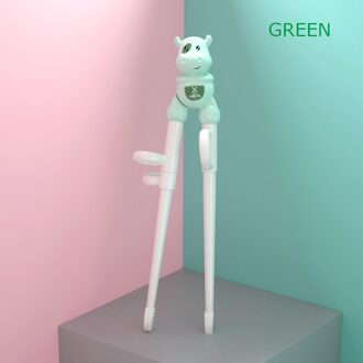 1 paar Baby Training Eetstokjes Cartoon Kalf Kids Eetstokjes Babyvoeding Servies Zuigeling Leren Eetstokjes groen