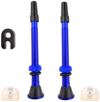 1 Paar Band Presta Valve Legering Stem 60Mm Mtb Racefiets Tubeless Met Cap + Tool Draagbare Waterdichte Fietsen element blauw