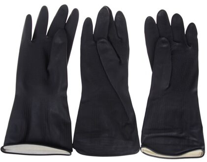 1 Paar Black Natural Rubber Handschoenen Zuur Alkali Bestendig Chemische Gauntlet Met Klauwen Huishoudelijke Graven Handschoenen