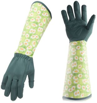 1 Paar Bloemenprint Tuinieren Handschoenen Kunstleer Lange Mouwen Glove Vrouwen Antislip Schoonmaken Huishoudelijke Mitten