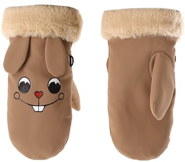 1 Paar Cartoon Kids Ski Wanten Handschoenen Waterdicht Warm Thicken Sneeuw Handschoenen Voor Winter Outdoor Activiteiten bruin