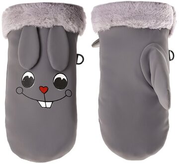 1 Paar Cartoon Kids Ski Wanten Handschoenen Waterdicht Warm Thicken Sneeuw Handschoenen Voor Winter Outdoor Activiteiten grijs
