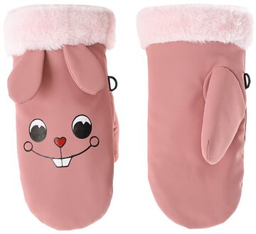 1 Paar Cartoon Kids Ski Wanten Handschoenen Waterdicht Warm Thicken Sneeuw Handschoenen Voor Winter Outdoor Activiteiten roze