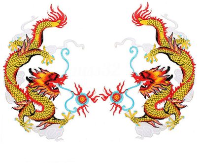 1 Paar Chinese Draak Geborduurde Patches Dier Naai Of Ijzer Op Flarden Applique