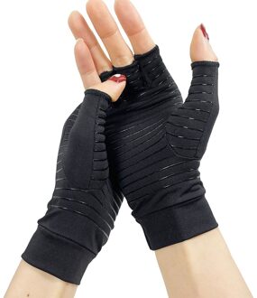 1 Paar Compressie Artritis Handschoenen Polssteun Katoen Gewrichtspijn Opluchting Hand Brace Vrouwen Mannen Therapie Polsband zwart / L