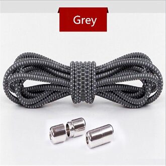 1 paar Creatieve metalen capsule ronde veters 5 kleuren Mannen en Vrouwen Sneakers Geen stropdas Schoenveter Quick Lui Shoestrings grijs