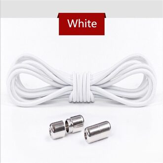 1 paar Creatieve metalen capsule ronde veters 5 kleuren Mannen en Vrouwen Sneakers Geen stropdas Schoenveter Quick Lui Shoestrings wit
