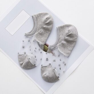 1 Paar Crystal Zijde Katoen Kant Mesh Boot Sokken Vrouwen Korte Zomer Sokken Vrouwelijke Dunne Low Cut Vrouwen Nylon transparante Sokken grijs
