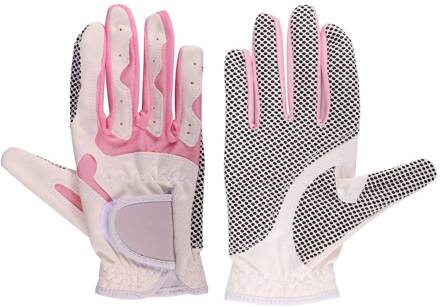 1 Paar Dames Golf Handschoenen Anti-Slip Links En Rechts Korrels Microfiber Doek Ademend Zachte Sport Handschoenen Size 17