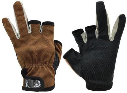 1 Paar Draagbare Outdoor Sport Anti-Slip Ademende Vissen Handschoenen Draagbare Aanpakt Mtb Handschoenen Fiets Accessoires Bruin