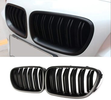 1 Paar Dubbele Slat Lijn Voorbumper Grill Kap Nieren Grill Voor Bmw 5 Serie F10 f11 F18 M5 (Mat Zwart)