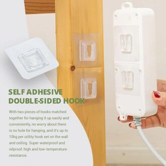 1 Paar Dubbelzijdig Muur Adhesive Haken Plakken Plug Socket Houder Kabel Opslag Plug Vaststelling Organiseren Seamles Waterdichte Herbruikbare 5paar