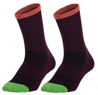 1 Paar Dunne Fitness Sokken Ademende Zweet Absorberende Mid Sokken Voor Fietsen Hardlopen Paars