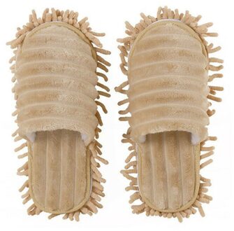 1 Paar Dust Mop Slippers Voet Sokken Mop Caps Multifunctionele Floor Cleaning Lazy Schoen Covers Dust Hair Cleaner polijsten Floor # Y1 Beige S