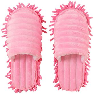 1 Paar Dust Mop Slippers Voet Sokken Mop Caps Multifunctionele Floor Cleaning Lazy Schoen Covers Dust Hair Cleaner polijsten Floor # Y1 roze M