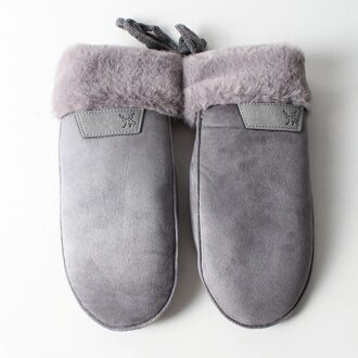 1 Paar Effen Kleur Winter Handschoenen Voor Vrouwen Dames Meisjes Dikke Warme Outdoor Handschoenen Wanten Vrouwelijke Plus Fluwelen wanten grijs