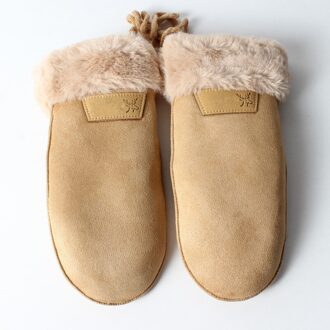 1 Paar Effen Kleur Winter Handschoenen Voor Vrouwen Dames Meisjes Dikke Warme Outdoor Handschoenen Wanten Vrouwelijke Plus Fluwelen wanten khaki