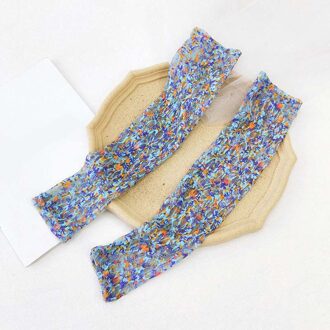 1 Paar Elegante Lange Mouw Mooie Bloemen Cool Zon Uv-bescherming Kant Vrouwen Arm Covers Running Fietsen Mouwen Voor Arm vrouwen Blauw