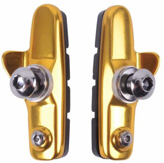 1 Paar Fiets Remblokken C-Brake Schoenen Op Voor Fixed Gear Mtb Racefiets Rem Cnc Aluminium rubber Blok Slijtvaste goud
