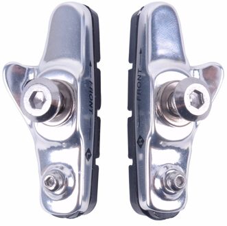 1 Paar Fiets Remblokken C-Brake Schoenen Op Voor Fixed Gear Mtb Racefiets Rem Cnc Aluminium rubber Blok Slijtvaste zilver