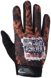 1 Paar Fietsen Handschoenen Volledige Vinger Shockproof Bike Touchscreen Unisex Wandelen Ridding Handschoenen FOU99 Oranje