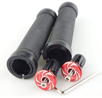 1 Paar Fietsstuur Cover Mountain Road Fietsen Fiets Mtb Grips Glad Soft Rubber Aluminium Anti-Slip Handvat grip rood