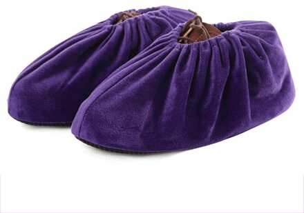 1 paar Fluwelen Laarzen Schoen Cover Dikker Huishoudelijke Herbruikbare Overschoenen Anti-Slip Schoenen Dekken Vloer Schoonmaken Stofdicht Voeten covers donker paars