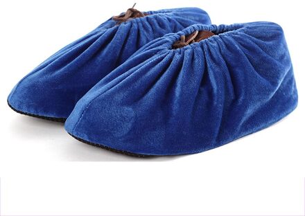 1 paar Fluwelen Laarzen Schoen Cover Dikker Huishoudelijke Herbruikbare Overschoenen Anti-Slip Schoenen Dekken Vloer Schoonmaken Stofdicht Voeten covers koninklijk blauw