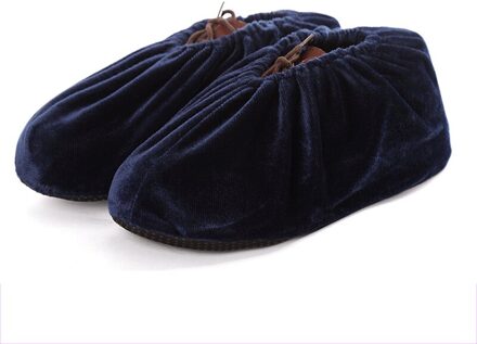 1 paar Fluwelen Laarzen Schoen Cover Dikker Huishoudelijke Herbruikbare Overschoenen Anti-Slip Schoenen Dekken Vloer Schoonmaken Stofdicht Voeten covers marine blauw