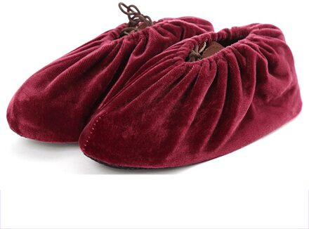 1 paar Fluwelen Laarzen Schoen Cover Dikker Huishoudelijke Herbruikbare Overschoenen Anti-Slip Schoenen Dekken Vloer Schoonmaken Stofdicht Voeten covers wijn rood