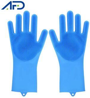 1 paar Food Grade Afwassen Handschoenen Magic Silicone Gerechten Schoonmaken Handschoenen Keuken Wassen Housekeeping Schrobben Handschoenen Blauw