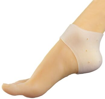 1 Paar Genezen Gel Sebs Mouwen Siliconen Voet Hak Enkel Pijn Relief Kussen Pads Hiel Sokken Beschermhoes wit hole