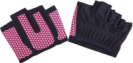 1 Paar Gym Fitness Half Vinger Handschoenen Mannen Vrouwen Voor Crossfit Workout Handschoen Power Gewichtheffen Bodybuilding Hand Protector roze / M 17.5-18.5cm