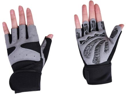 1 Paar Half Vinger Fitness Anti-Slip Siliconen Rijden Handschoen Absorptie Palm Protector Voor Training Fitness - Size M(Bla XL