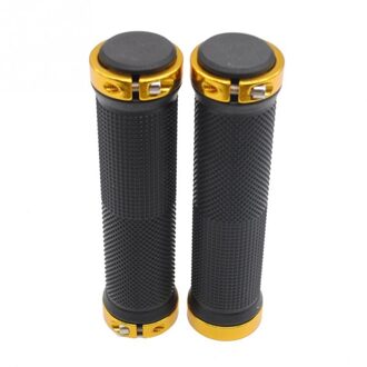 1 Paar Handvatten Mountain Road Cycling Bike Fiets Mtb Stuur Cover Grips Rubber Anti-Slip Handvat Grip Lock bar End gouden