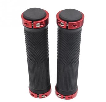 1 Paar Handvatten Mountain Road Cycling Bike Fiets Mtb Stuur Cover Grips Rubber Anti-Slip Handvat Grip Lock bar End rood