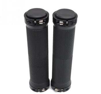 1 Paar Handvatten Mountain Road Cycling Bike Fiets Mtb Stuur Cover Grips Rubber Anti-Slip Handvat Grip Lock bar End zwart