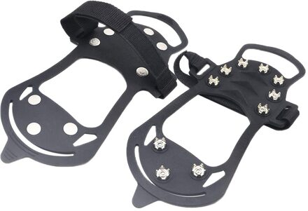 1 Paar Heren 10 Stud Anti-Slip Klimmen Ice Sneeuw Stijgijzers Outdoor Sport Spikes Gripper Cleats Schoenen Cover anti-Slip Stijgijzers zwart L