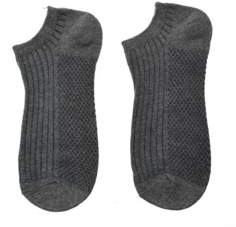 1 Paar Heren Sokken Dunne Stealth Boot Sok Dubbele Naald Ademend Gekamd Katoen Grijs