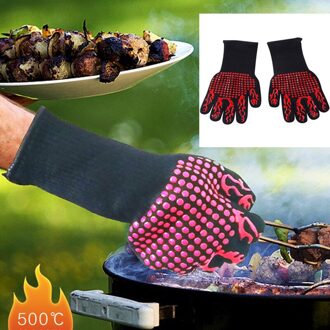 1 paar Hittebestendige Dikke Siliconen Koken Bakken Barbecue Oven Handschoenen BBQ Silicon handschoenen Hoge Temperatuur Anti-brandwonden