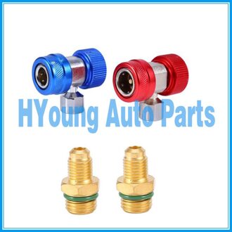1 paar Hoge Lage Adapter Connector Auto AC Verstelbare Snelkoppeling R134A