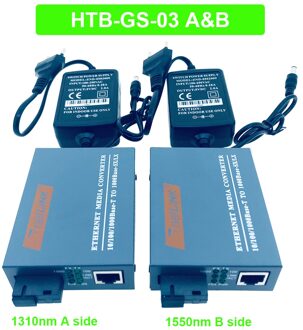 1 paar HTB-GS-03 Gigabit Fiber Optische Media Converter 10/100/1000 Mbps LAN Single Mode Enkele Vezel SC poort met Voeding