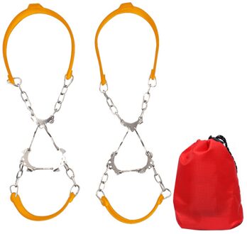 1 Paar Ice Gripper Cleats Siliconen Wandelen Sneeuw Winter Keten Klimmen Antislip Sport Stijgijzers Schoen Spikes 6 Tanden Outdoor zwart