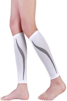 1 paar Kalf Ondersteuning Afgestudeerd Compressie Been Mouwen Sport Sokken Outdoor Oefening Been Bretels wit