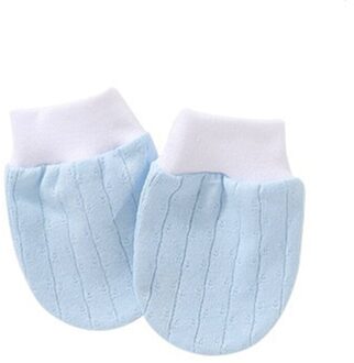 1 Paar Katoenen Baby Baby Anti Krassen Handschoenen Pasgeboren Bescherming Gezicht Wanten J60B blauw 1