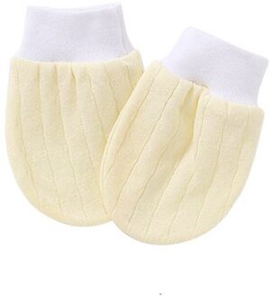 1 Paar Katoenen Baby Baby Anti Krassen Handschoenen Pasgeboren Bescherming Gezicht Wanten J60B geel 1