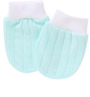 1 Paar Katoenen Baby Baby Anti Krassen Handschoenen Pasgeboren Bescherming Gezicht Wanten J60B licht blauw