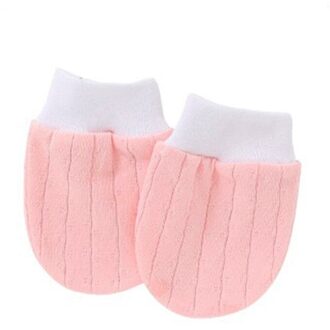 1 Paar Katoenen Baby Baby Anti Krassen Handschoenen Pasgeboren Bescherming Gezicht Wanten J60B roze 1