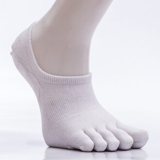 1 Paar Katoenen Sokken Effen Kleur Boot Sokken Vrouwen Mannen Zwart Zweet Teen Sokken Onzichtbare Grappige Vijf-Vinger Sokken wit
